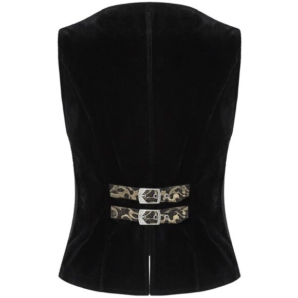 Men's Gothic Waistcoat Vest Gold Paisley Velvet Steampunk Regency Victorian Suit - Picture 2 of 5